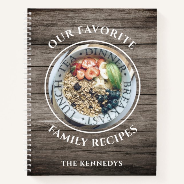 Rustic Wood Family Favorite Recipes Cookbook   Notebook (Front)