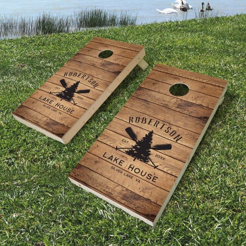 Rustic Wood Family Lake House Pine Tree