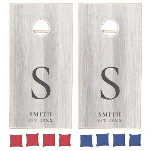 Rustic Wood Family Monogram Cornhole Set