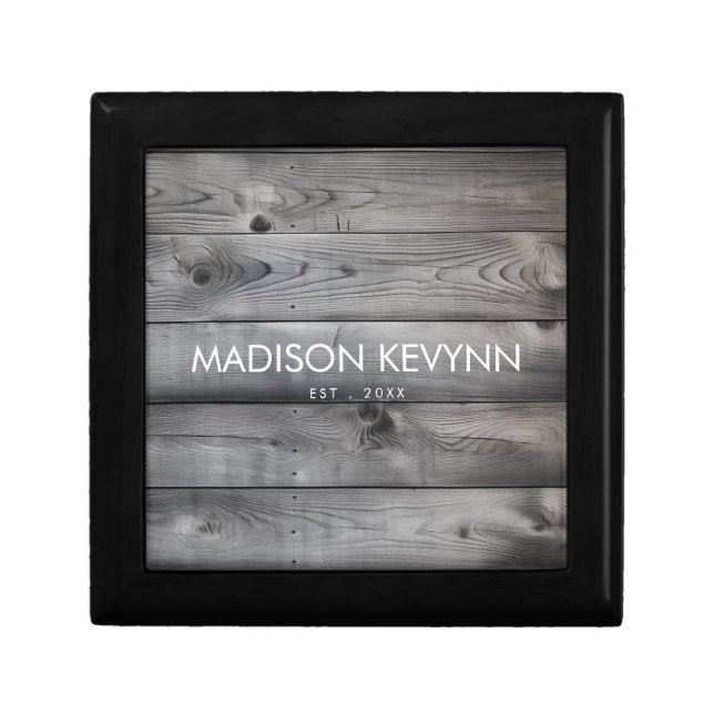 Rustic Wood Family Monogram Gift Box (Front)