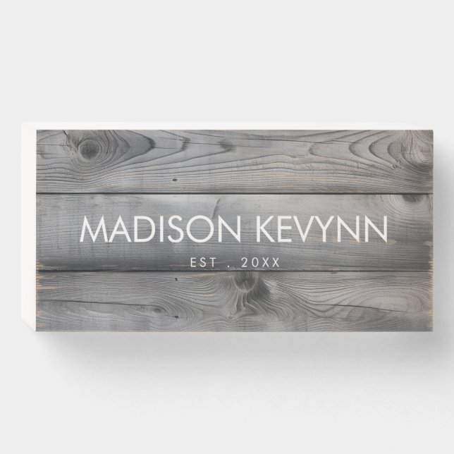 Rustic Wood Family Monogram Last Name  Wooden Box Sign (Front Horizontal)