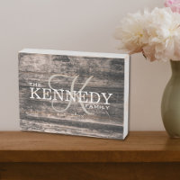 Rustic Wood Family Monogram Last Name