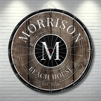 Rustic Wood Family Name  Dart Board