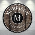 Rustic Wood Family Name  Dart Board<br><div class="desc">This simple and classic ornament design is perfect for celebrating your favorite getaway. The current version features the words "Lake House" on the front in a soft and elegant script, paired with a clean and modern serif font. Whether your retreat is on a quiet lake, a sunny beach, or in...</div>