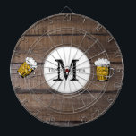 Rustic Wood Family Name Monogrammed Beer Dart Board<br><div class="desc">Create your own party Rustic Wood Family Name Monogrammed Dart Board</div>