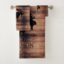 Rustic Wood Family Name Moose