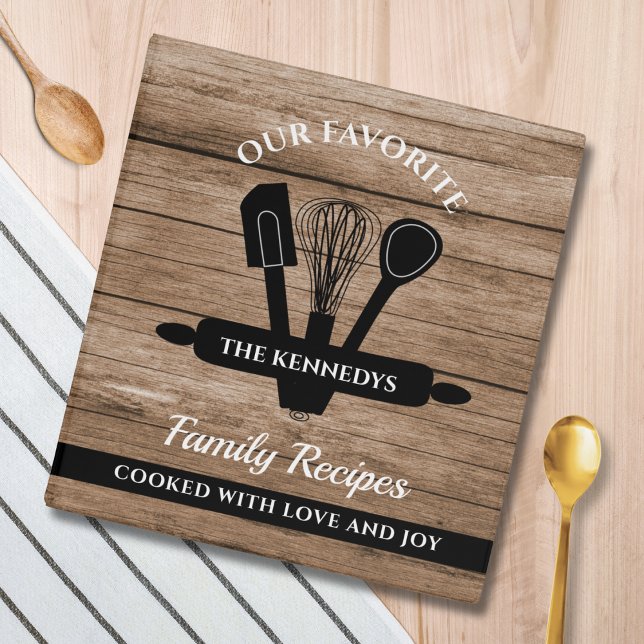Rustic Wood Family Name Quote Recipe Cookbook   3 Ring Binder (Creator Uploaded)