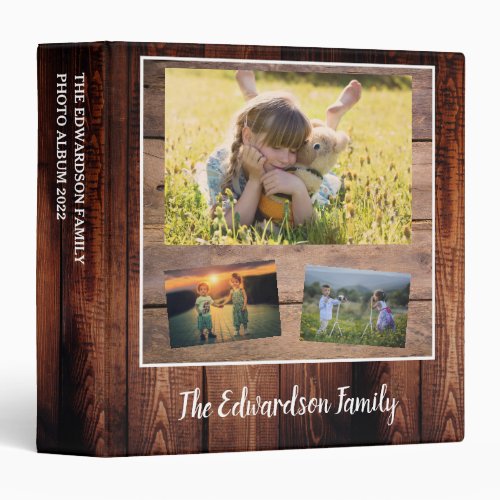 Rustic wood family photo album for all occasions 3 ring binder