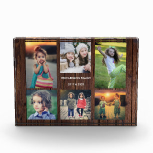 Rustic wood family photo collage photo block