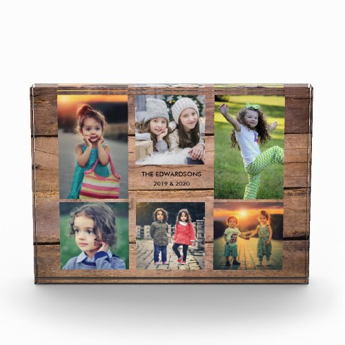 Rustic wood family photo collage photo block