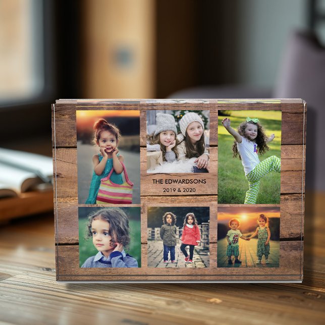 Rustic wood family photo collage photo block (Rustic wood family photo collage photo block. Personal photo block to show your beautiful memories.
)