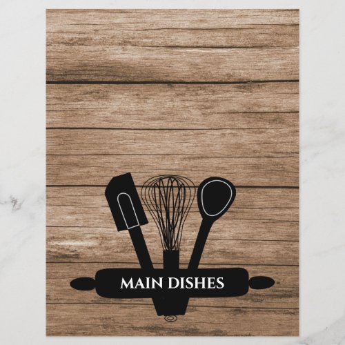 Rustic Wood Family Recipe Cookbook Divider