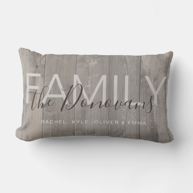 Rustic Wood Family Throw Pillow (Front)