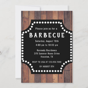 Rustic Wood Farmhouse Barbeque BBQ Invitation