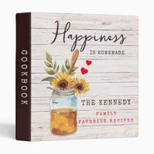 Rustic Wood Farmhouse Happiness is Homemade Recipe 3 Ring Binder