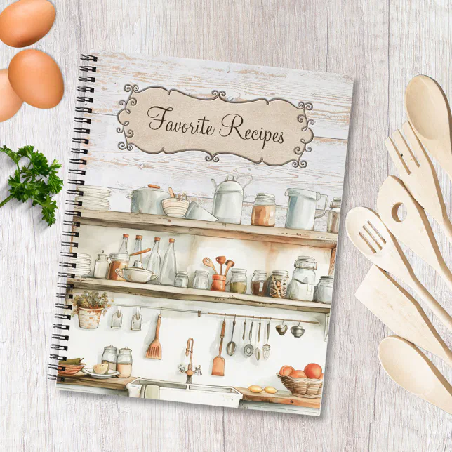 Rustic Wood Farmhouse Kitchen Family Recipe Book | Zazzle