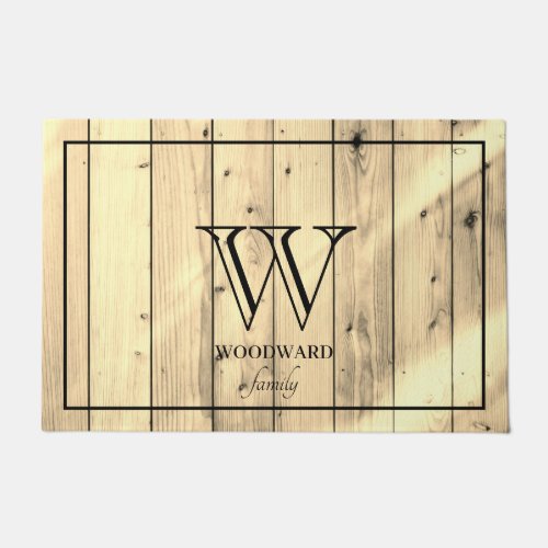 Rustic Wood Farmhouse Monogram Doormat