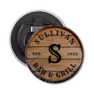 Rustic Wood Farmhouse Personalized Monogram Name Bottle Opener