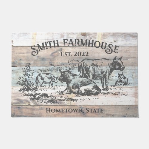 Rustic Wood Farmhouse Style Ranch Family Name Doormat