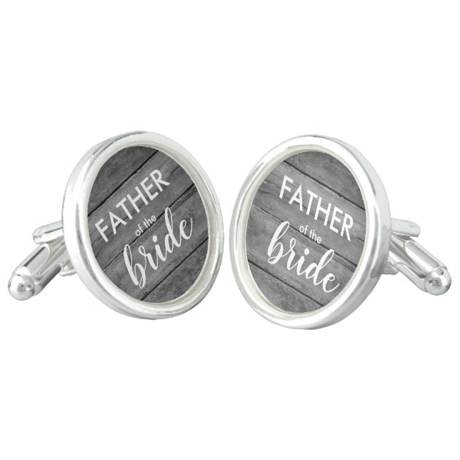 Rustic Wood Father Of The Bride Cufflinks (Angled)