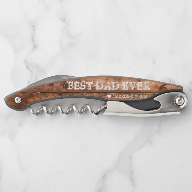 Rustic Wood | Father's Day Personalized Corkscrew (Back)