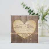 Rustic Wood Fence Boards Heart Antiqued Parchment Invitation (Standing Front)