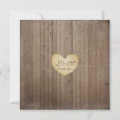 Rustic Wood Fence Boards Heart Antiqued Parchment Invitation (Back)