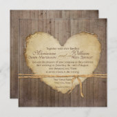 Rustic Wood Fence Boards Heart Antiqued Parchment Invitation (Front/Back)