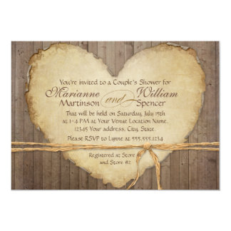 Rustic Wood Fence Boards Heart Couples Shower Invitation