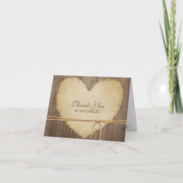 Rustic Wood Fence Boards Heart Thank You Notes (Front)