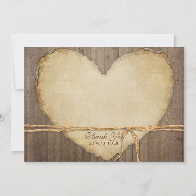 Rustic Wood Fence Boards Heart Thank You Notes (Front)