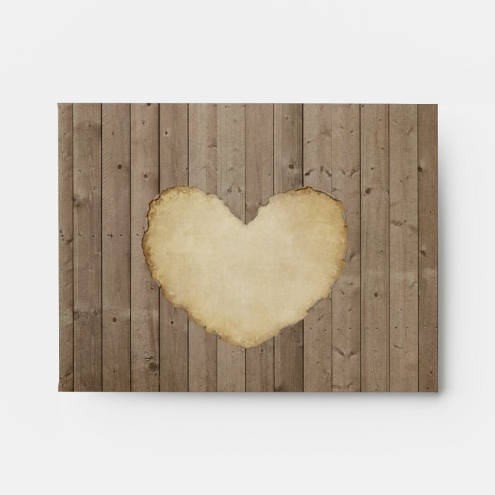 Rustic Wood Fence Boards Heart Thank You Notes Envelope | Zazzle.com