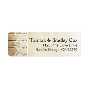 Rustic Wood Filigree   blonde white Label