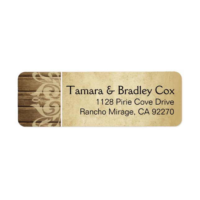 Rustic Wood Filigree | brown tan Label (Front)
