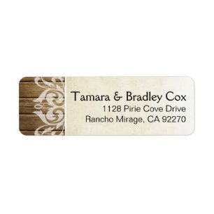 Rustic Wood Filigree   brown white Label