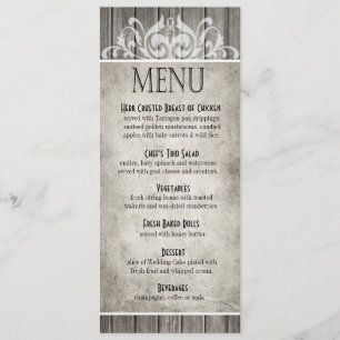 Rustic Wood Filigree Dinner Menu   grey