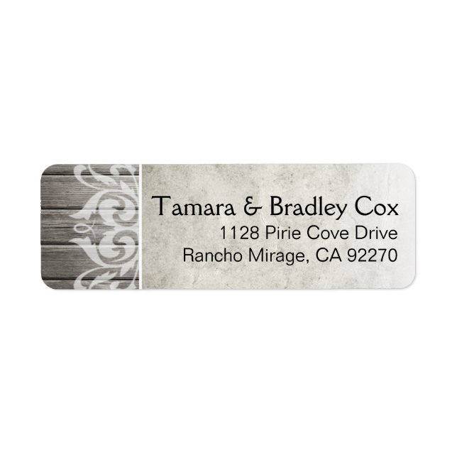 Rustic Wood Filigree | grey Label (Front)