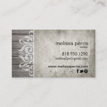 Rustic Wood Filigree | Grey White Business Card by StylishBusinessCards at Zazzle
