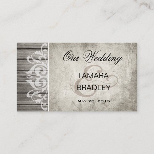 Rustic Wood Filigree Wedding Website  grey Enclosure Card