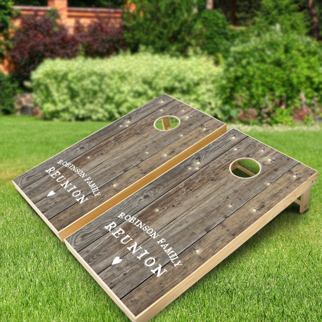 Rustic Wood Fireflies Personalized Family Reunion Cornhole Set (Rustic Wood Fireflies Personalized Family Reunion Cornhole Set)