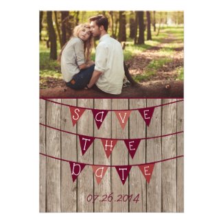 RUSTIC WOOD & FLAGS SAVE THE DATES