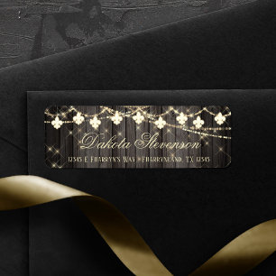 Rustic Wood Fleur de Lis Lights   Party Address Label