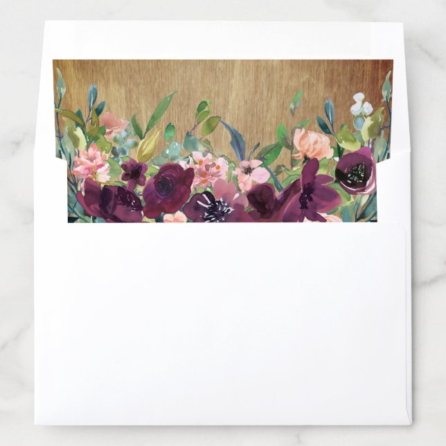 Rustic Wood Floral Botanical Envelope Liner (In Envelope)