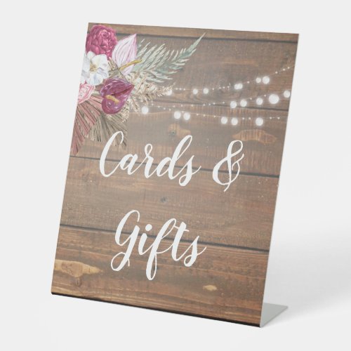Rustic Wood Floral Bridal Shower Cards  Gifts Ped Pedestal Sign
