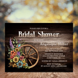 Rustic Wood Floral Bridal Shower Invitation