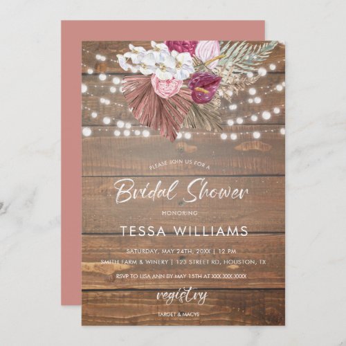 Rustic Wood Floral Bridal Shower Invitation