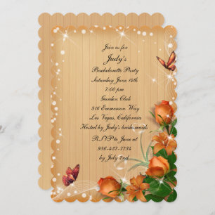 Rustic Wood Floral Butterfly Bachelorette Party Invitation