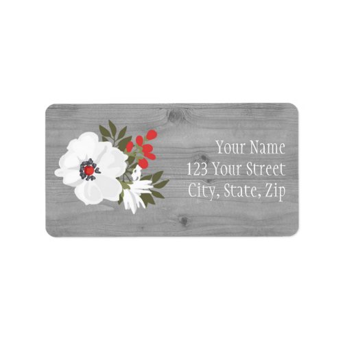 Rustic Wood Floral Christmas Address Labels