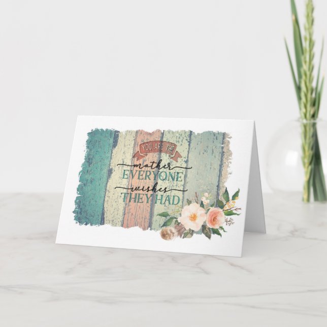 Rustic Wood Floral Country Mom Birthday Card (Front)