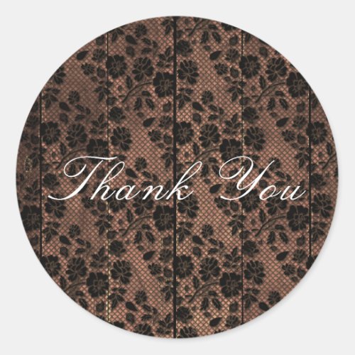 Rustic Wood  Floral Lace Lacy Lingerie Shower Classic Round Sticker